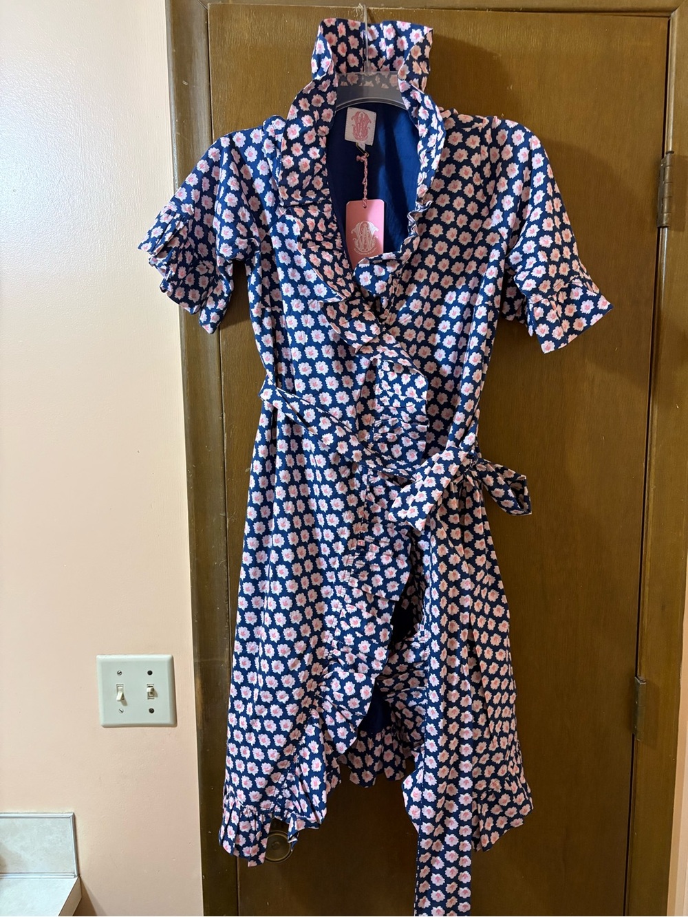 NWT Elizabeth Wilson Patti Lynn Wrap Dress in Navy & Pink Floral
